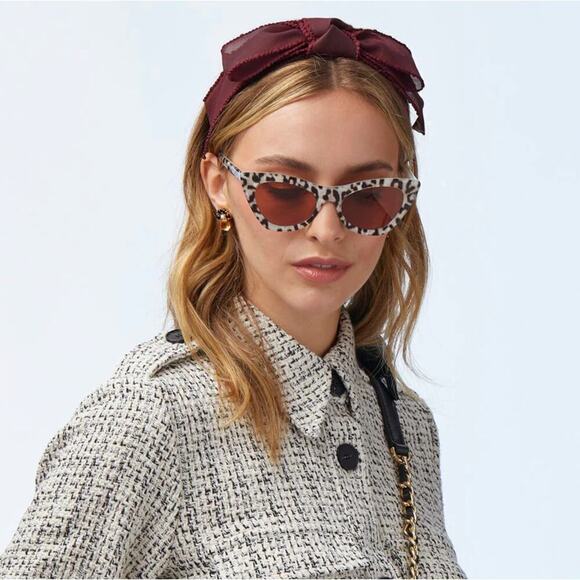 Lele Sadoughi Leopard Cat-eye UV Sunglasses Gold Logo - Picture 6 of 15